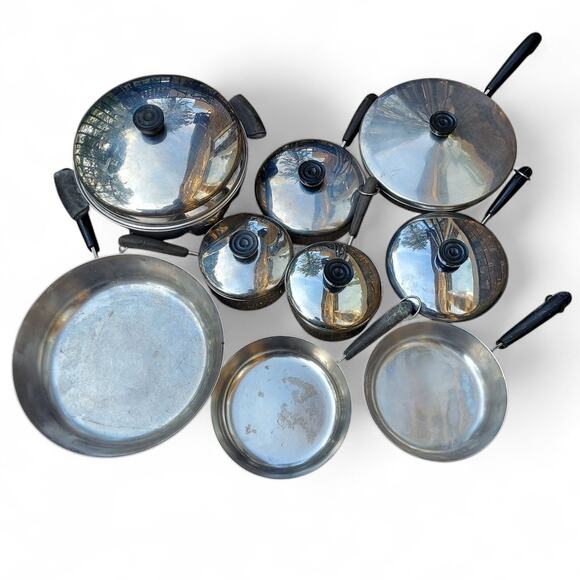 Revere Ware Copper Bottom Cookware Set Lot of 15 Vintage All American Made - Picture 2 of 13